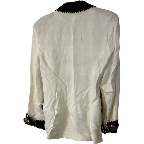 RARE! VINTAGE Bestini Paris WHITE/BLACK HUGE GOLD BUTTON BLAZER SZ S-M - Picture 2 of 5